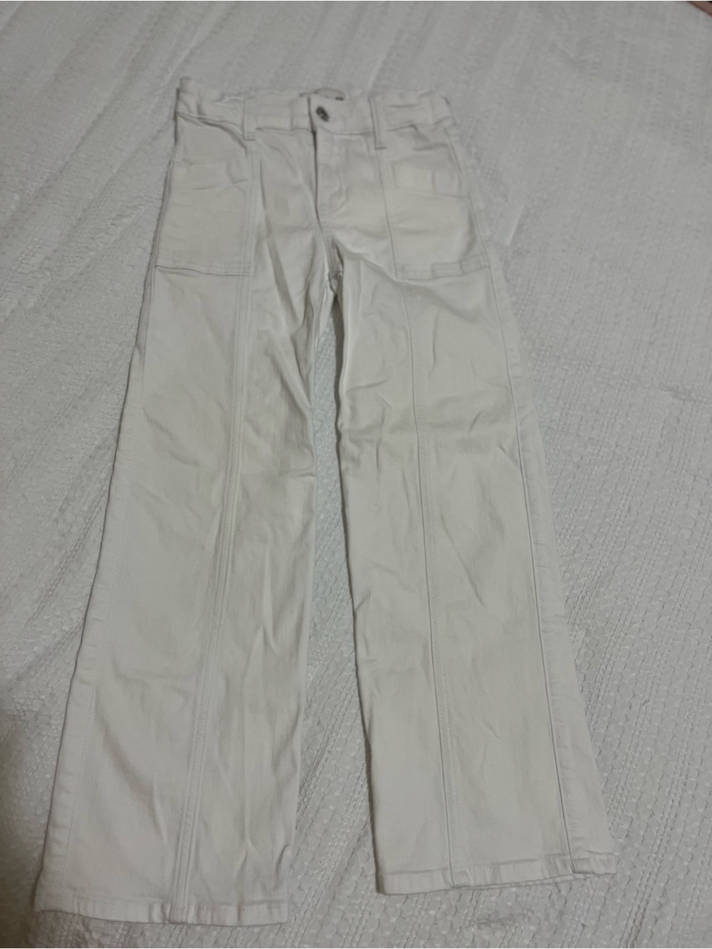 abercrombie kids White Wide Leg Jeans with Front Seam Girls Sz 9 10 Reg Stretch
